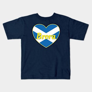 Brora Scotland UK Scotland Flag Heart Kids T-Shirt